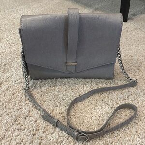 HALOGEN Elegant Gray Chain Strap Women's Bag